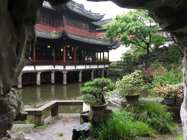 上海、旅行、雨の豫園